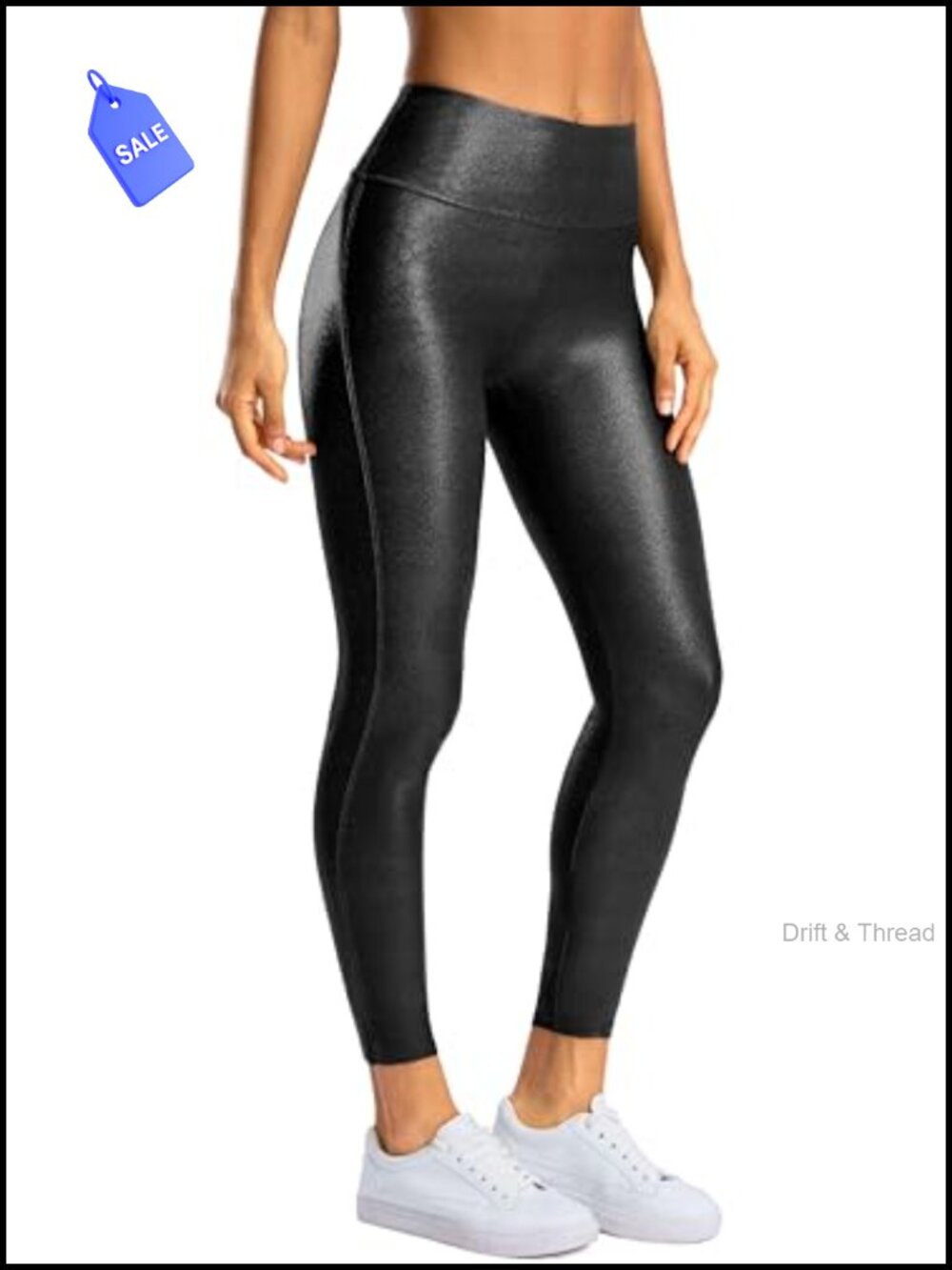 Faux Leather High Waisted Stretch Leggings Tummy Control